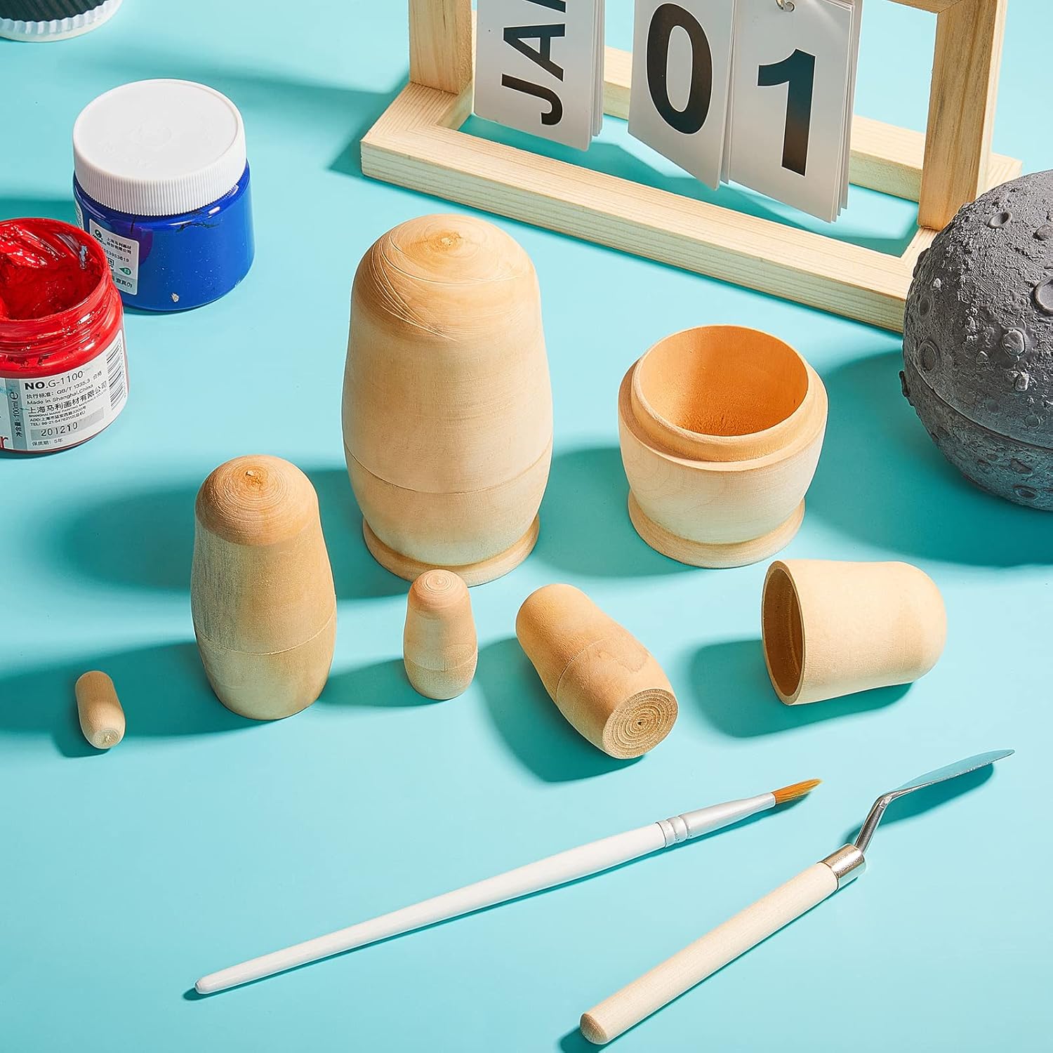 2 Sets Unpainted Nesting Dolls Blank Russian Nesting Dolls Personalize Create Your Own Christmas Russian Doll Wooden Matryoshka DIY Dolls Kit for Kids